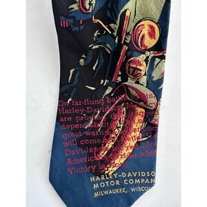 Vintage Harley-Davidson Tie Ralph Marlin 1994 War Bonds AOP USA Military